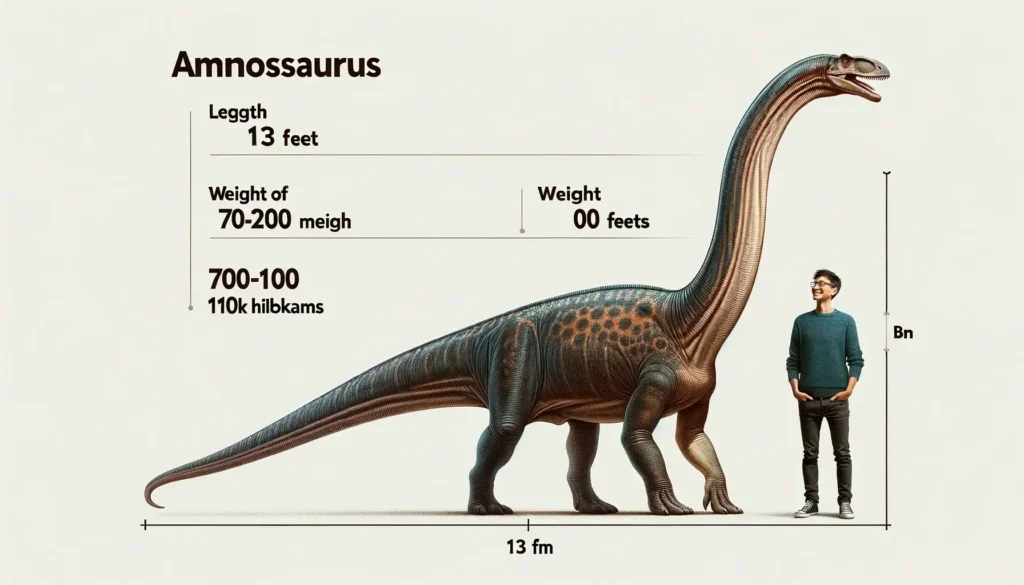 Ammosaurus infographic with human size comparison.