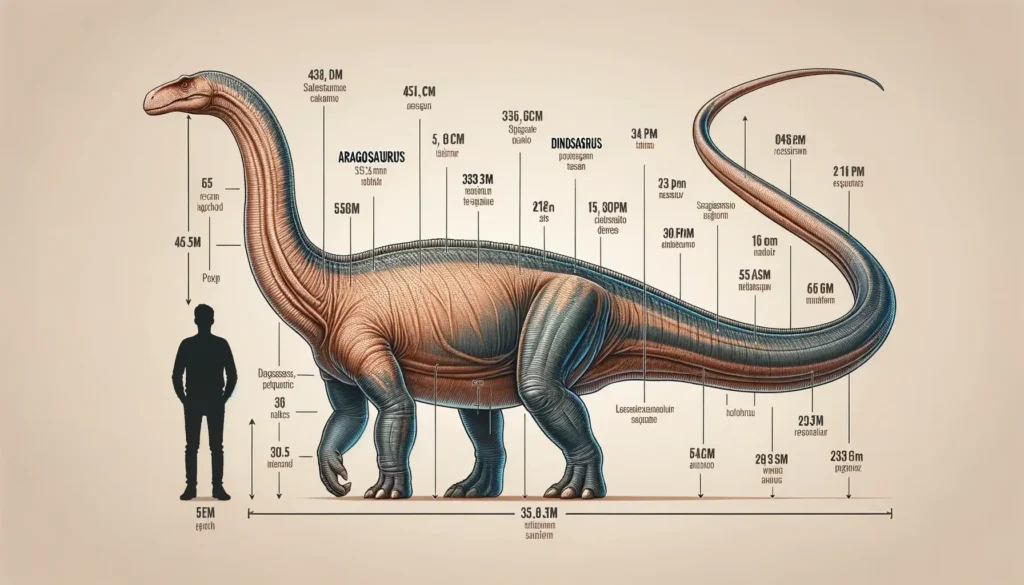 Aragosaurus infographic with human for size comparison