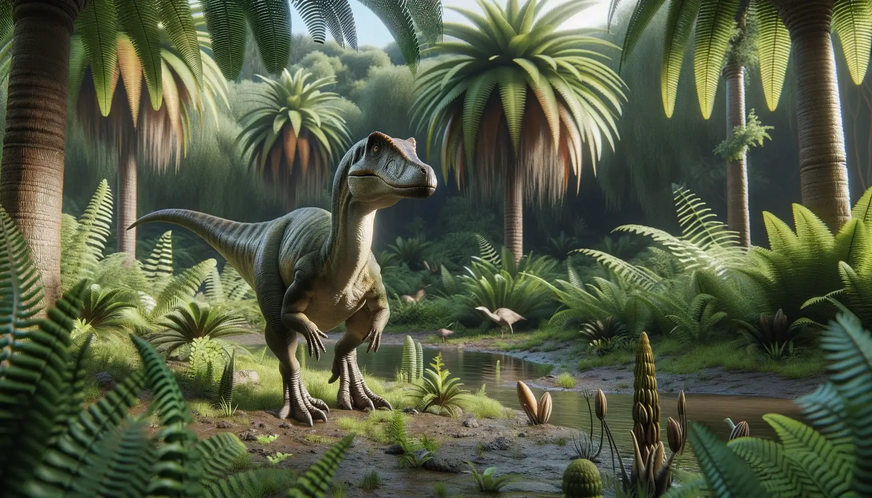 Realistic 3D render of Aralosaurus in Late Cretaceous habitat.