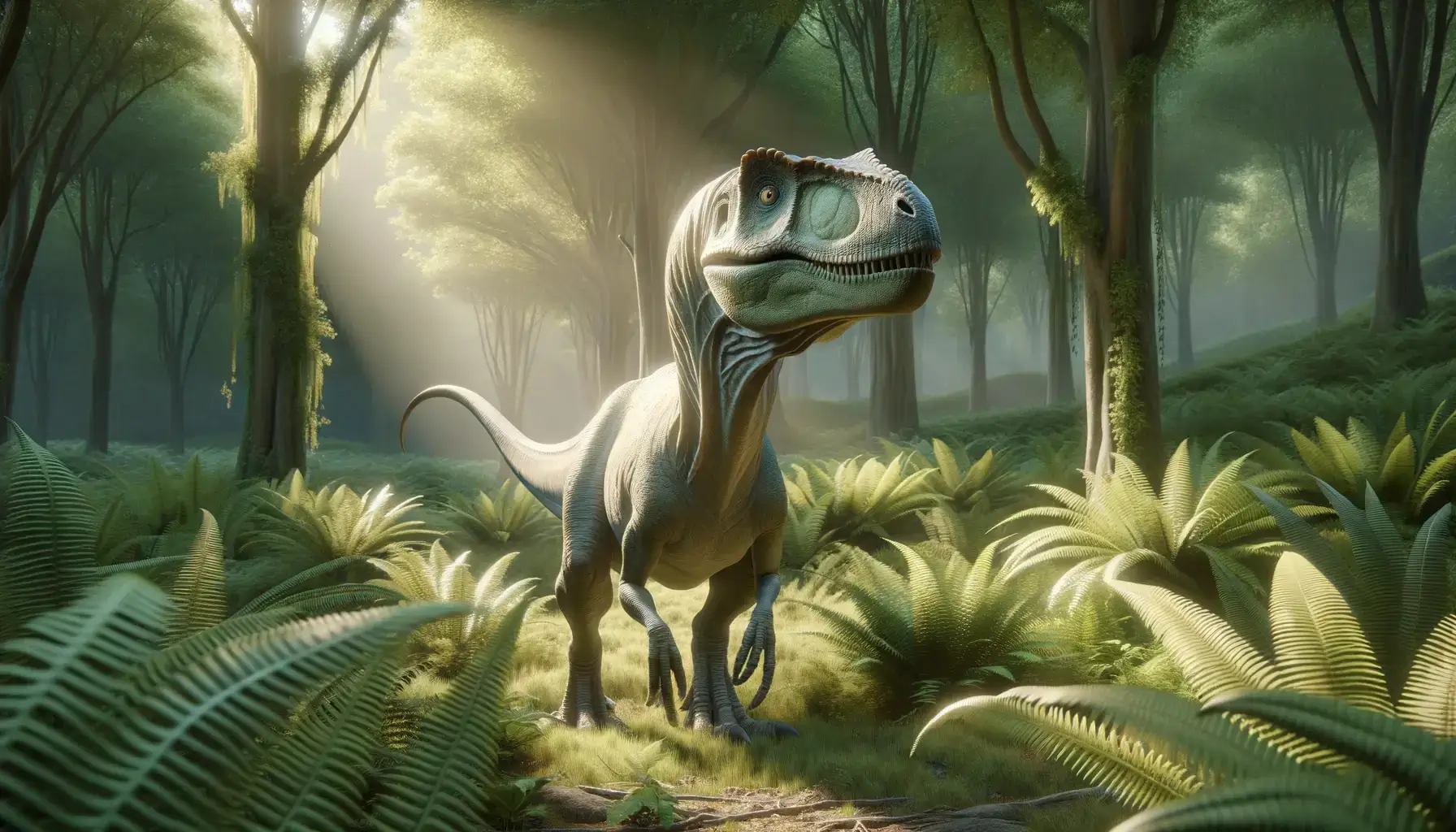 Realistic 3D render of Atlascopcosaurus in Early Cretaceous habitat