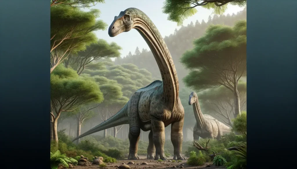 Realistic Ruyangosaurus render in Cretaceous habitat, showcasing massive size and detailed head features.