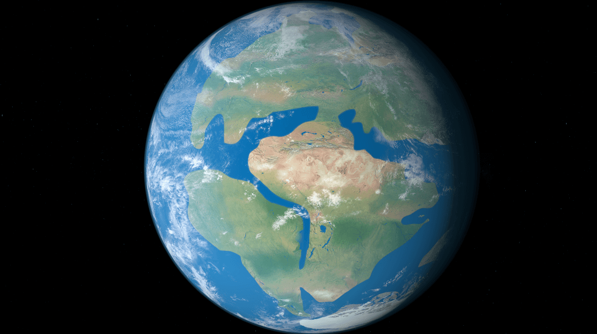 Continents during Cretaceous showing Gondwana and Laurasia separating