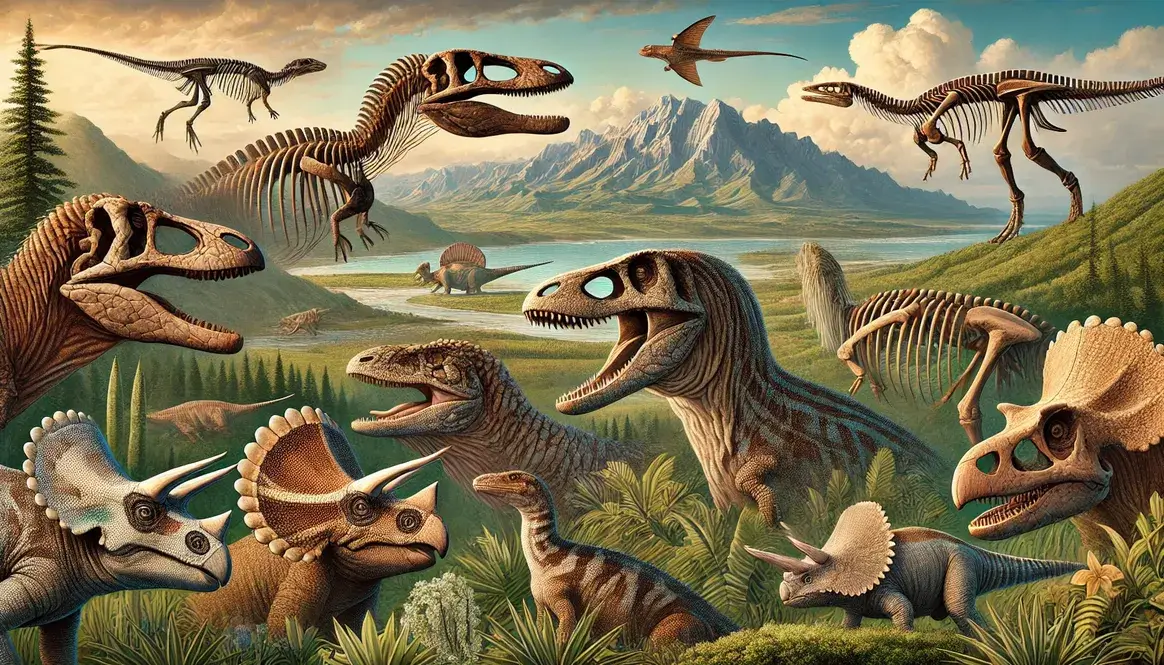 Collage of famous Triassic fossils