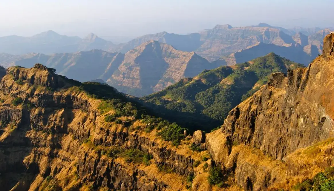 What are the Deccan Traps: Aerial view showing step-like terrain formed by massive lava flows