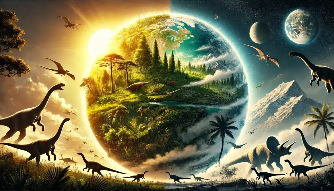 Earth orbit effects on Cretaceous climate illustrated by contrasting landscapes with dinosaur silhouettes